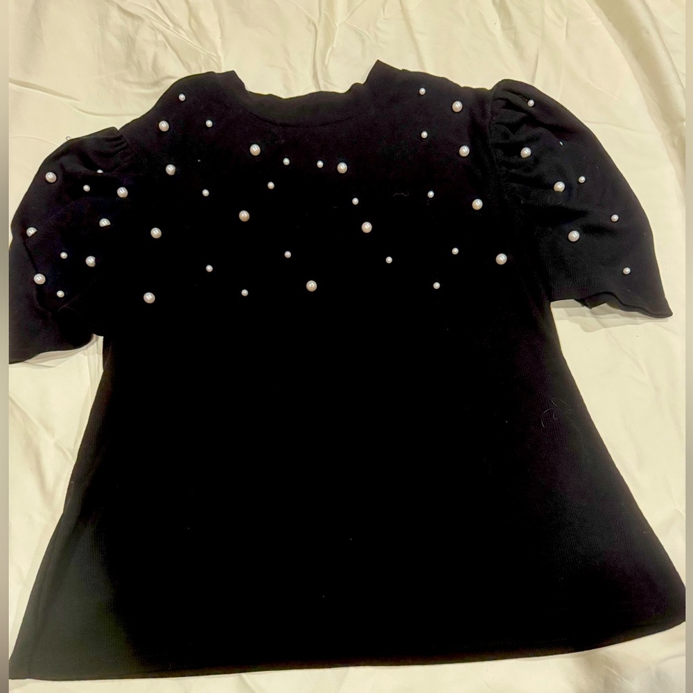 Black and pearl top